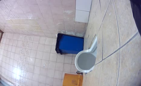 Panties down to poop in public toilet